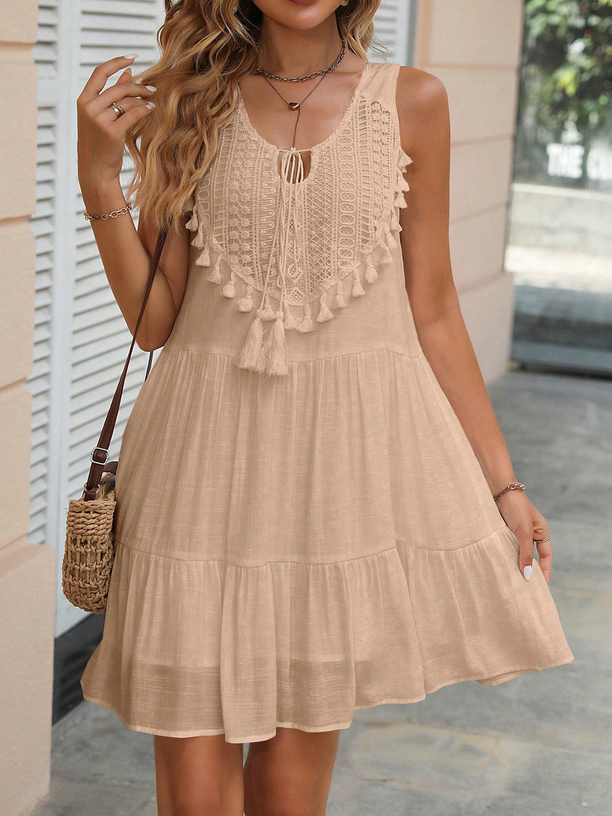 Vestido Feminino Boho Regata e Decote