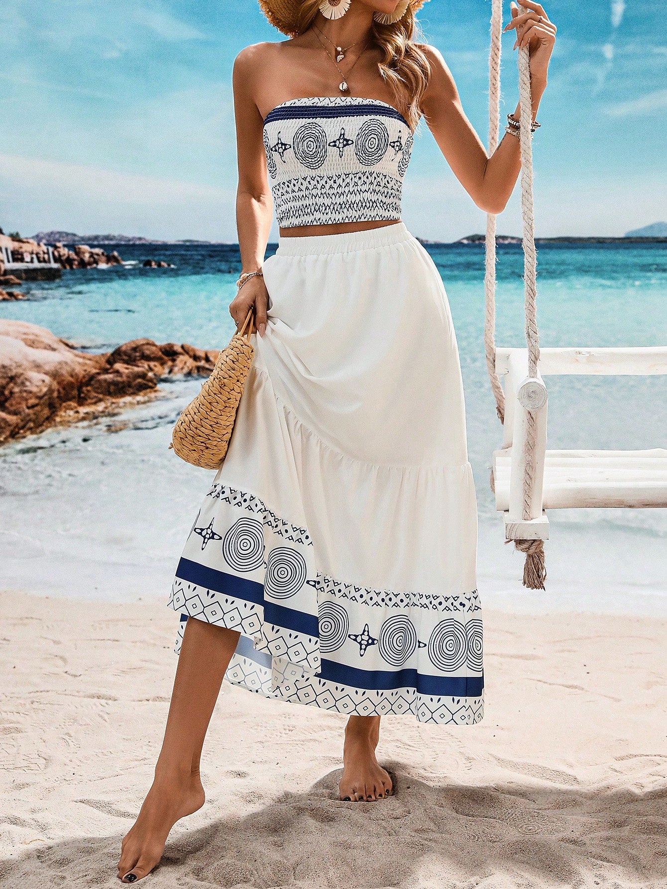 Conjunto Feminino Bandeau Grego Verão