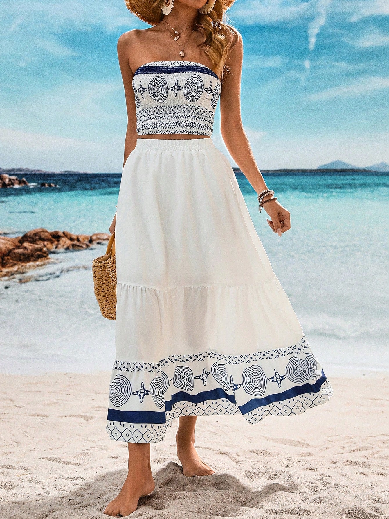 Conjunto Feminino Bandeau Grego Verão