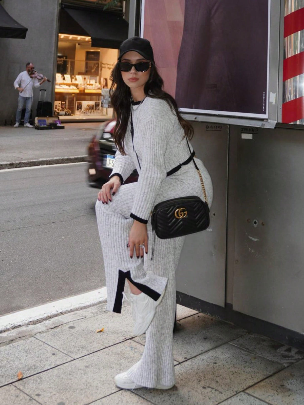 Conjunto Tricot Cropped e Calça Wide Leg Pantalona