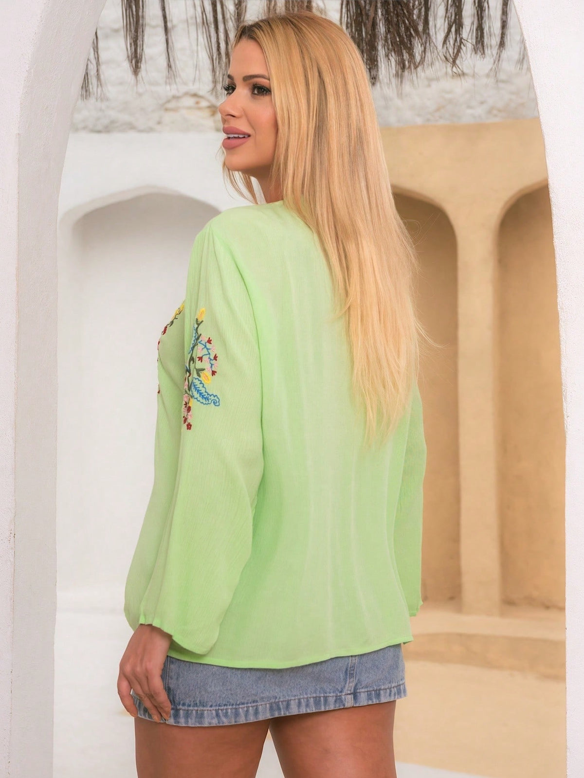 Bata Indiana Feminina Flores Bordado Boho