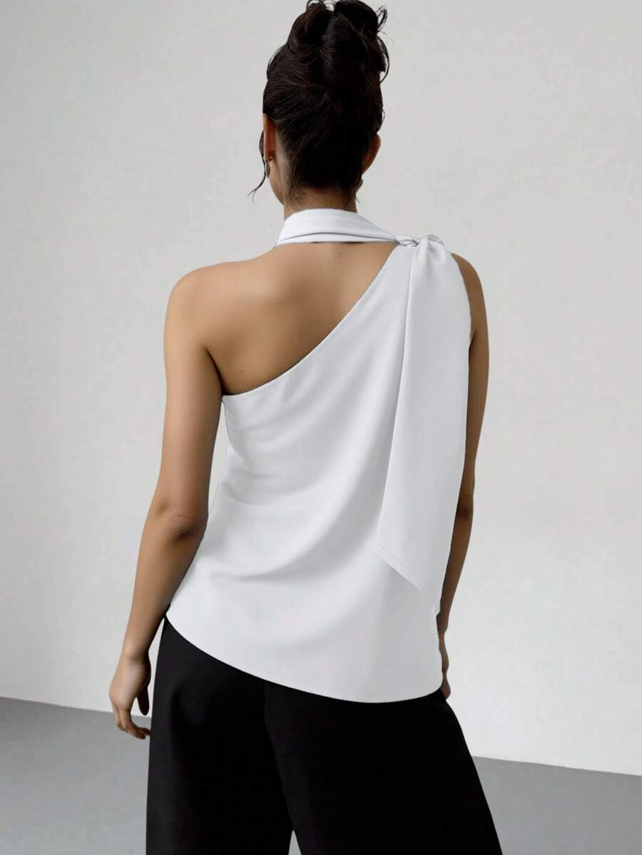 Blusa-Regata-Elegante-Feminina-de-Um-Ombro-Só