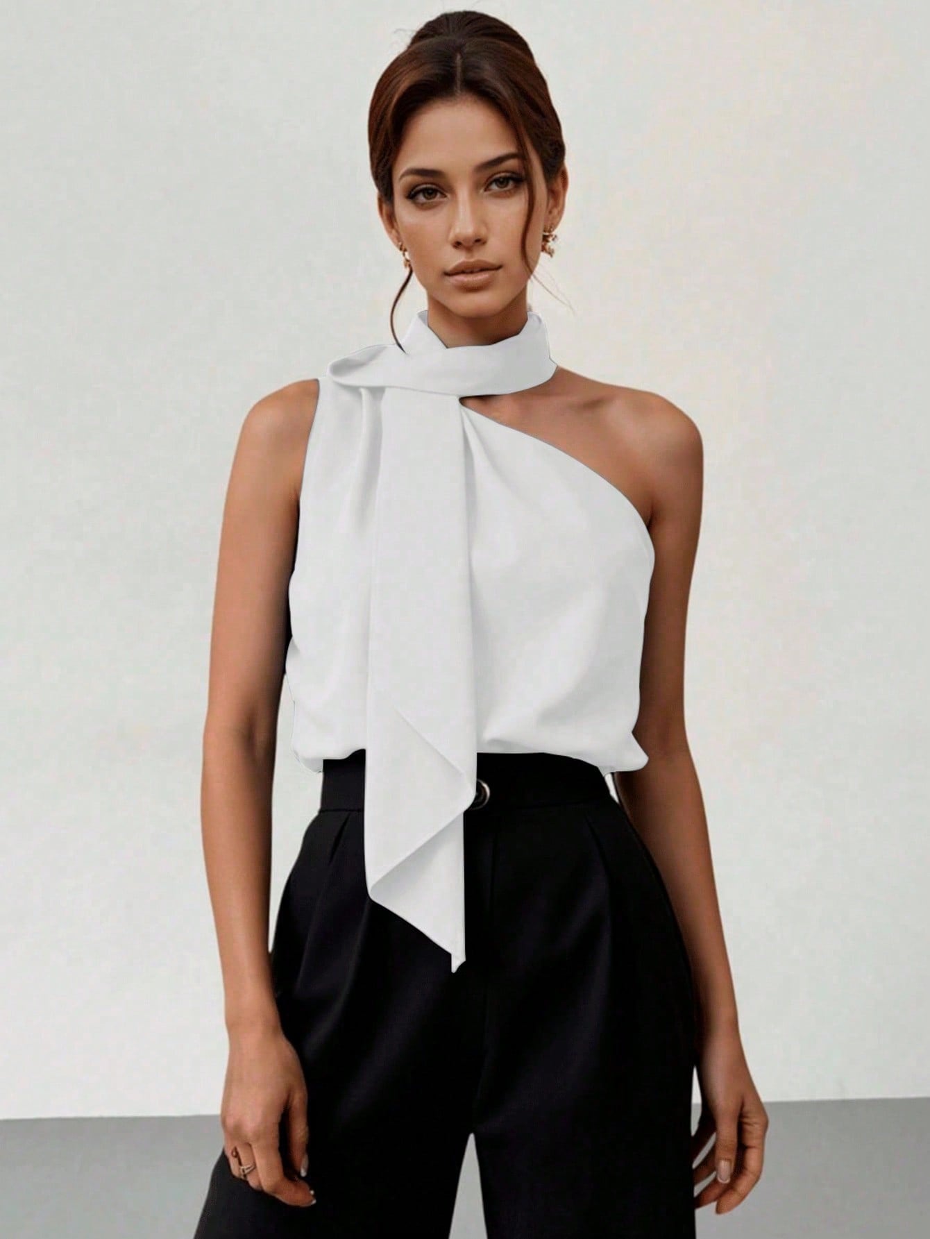 Blusa-Regata-Elegante-Feminina-de-Um-Ombro-Só