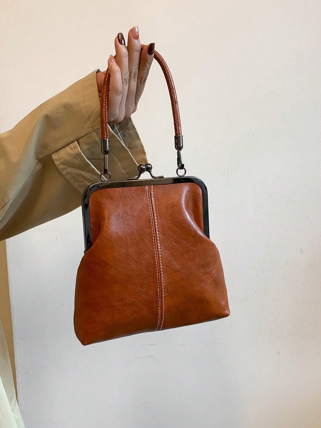 Bolsa Feminina de Mão e Ombro Retrô, Destacável com Carteira