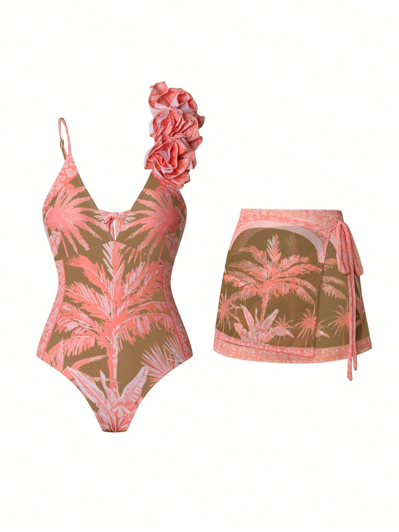 Conjunto de Maiô Biquini e Vestido Estampa Floral