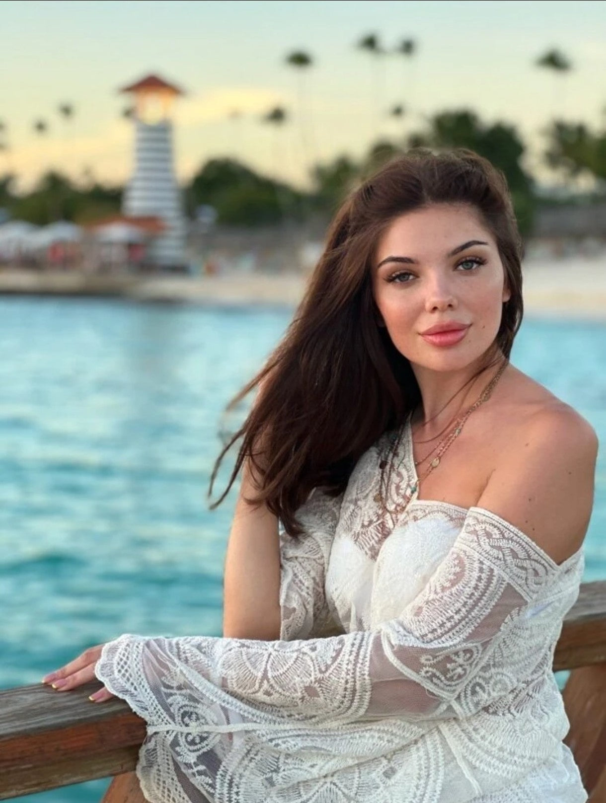 Saída Vestido para Praia Tecido Bordado Guipir