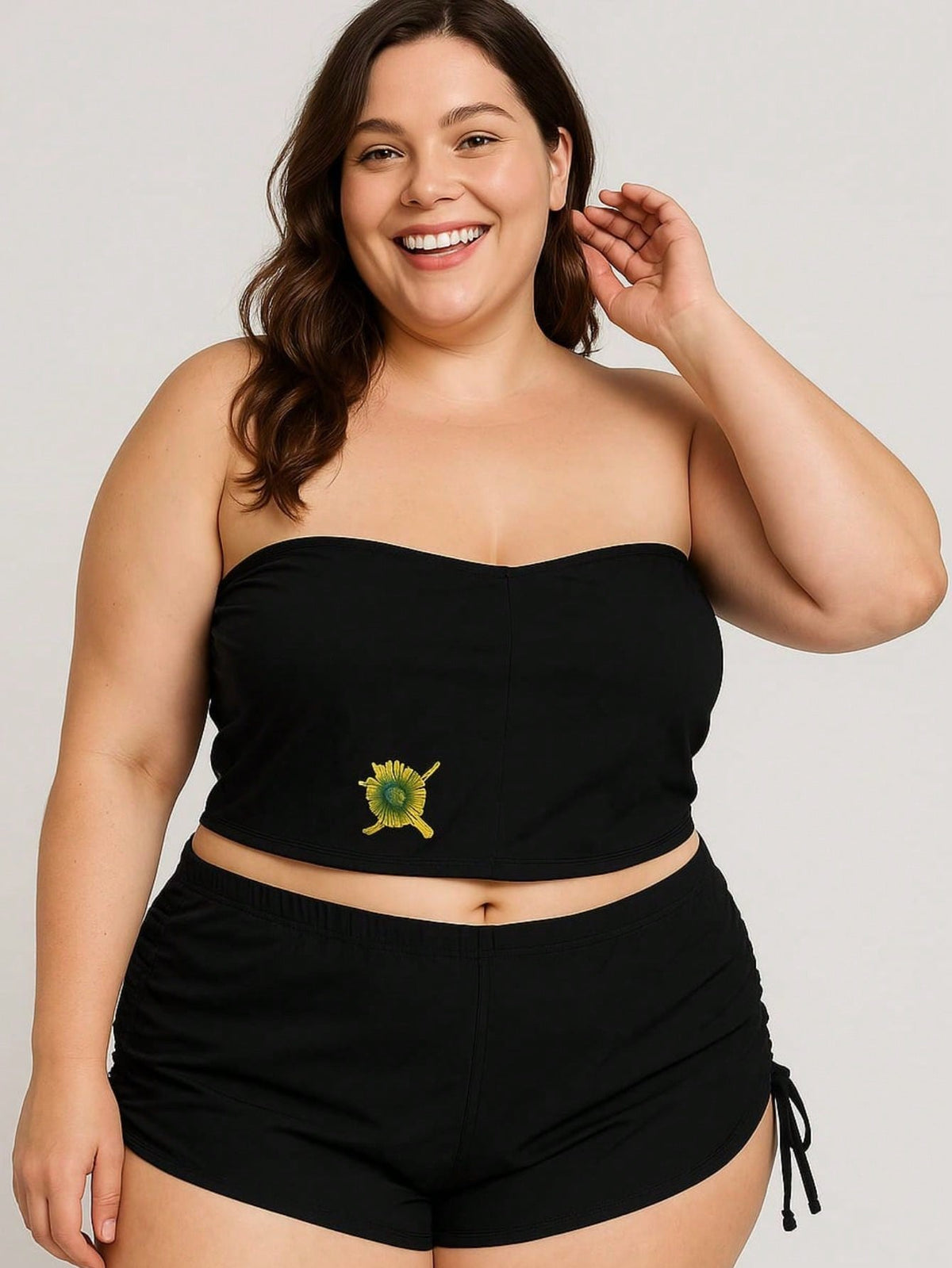 Shorts de Praia Plus Size Com Regulagem nas Laterais
