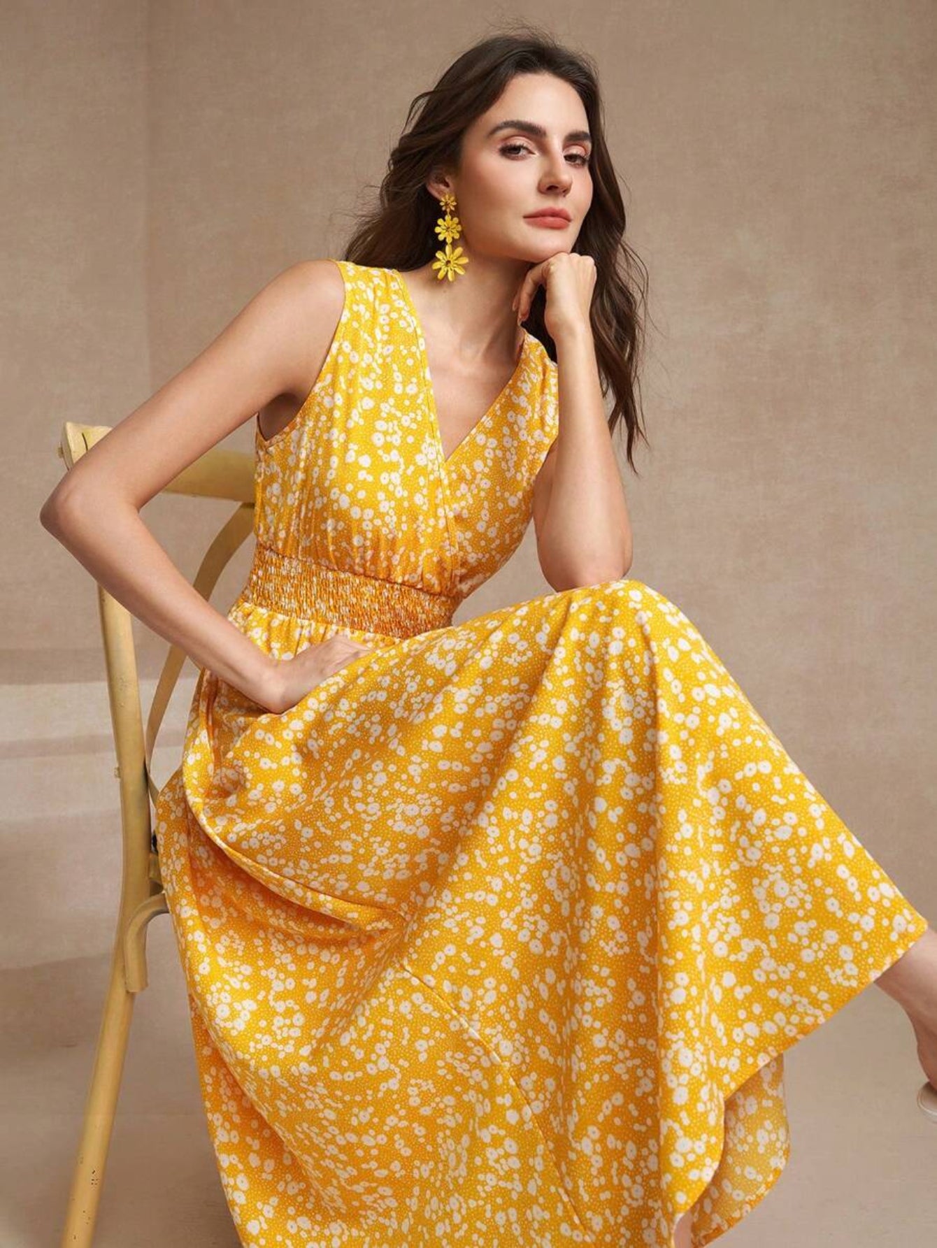 Vestido-Boho-Evasê-com-Decote-V