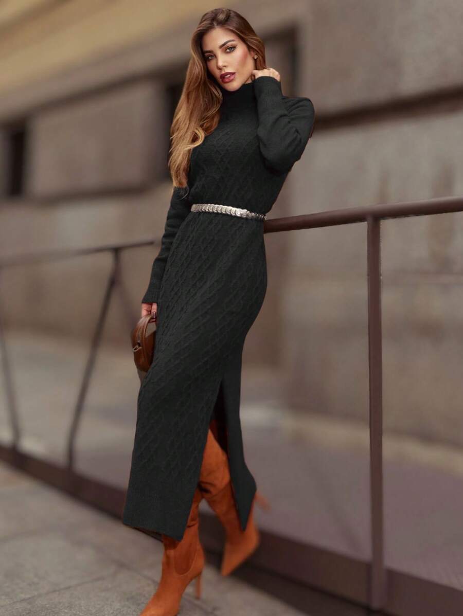 Vestido-Midi-Longo-Gola-Alta-Tricot-Premium