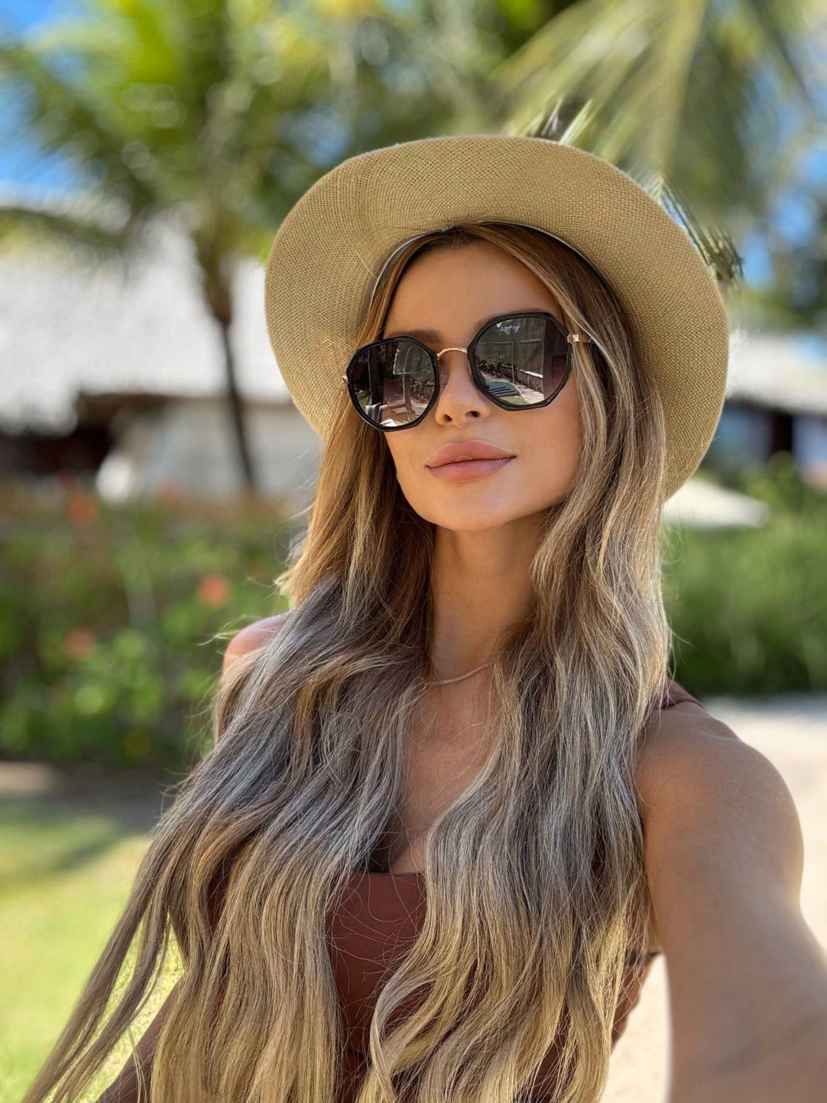 Óculos de Sol Feminino Vintage Octogonal – Proteção UV400