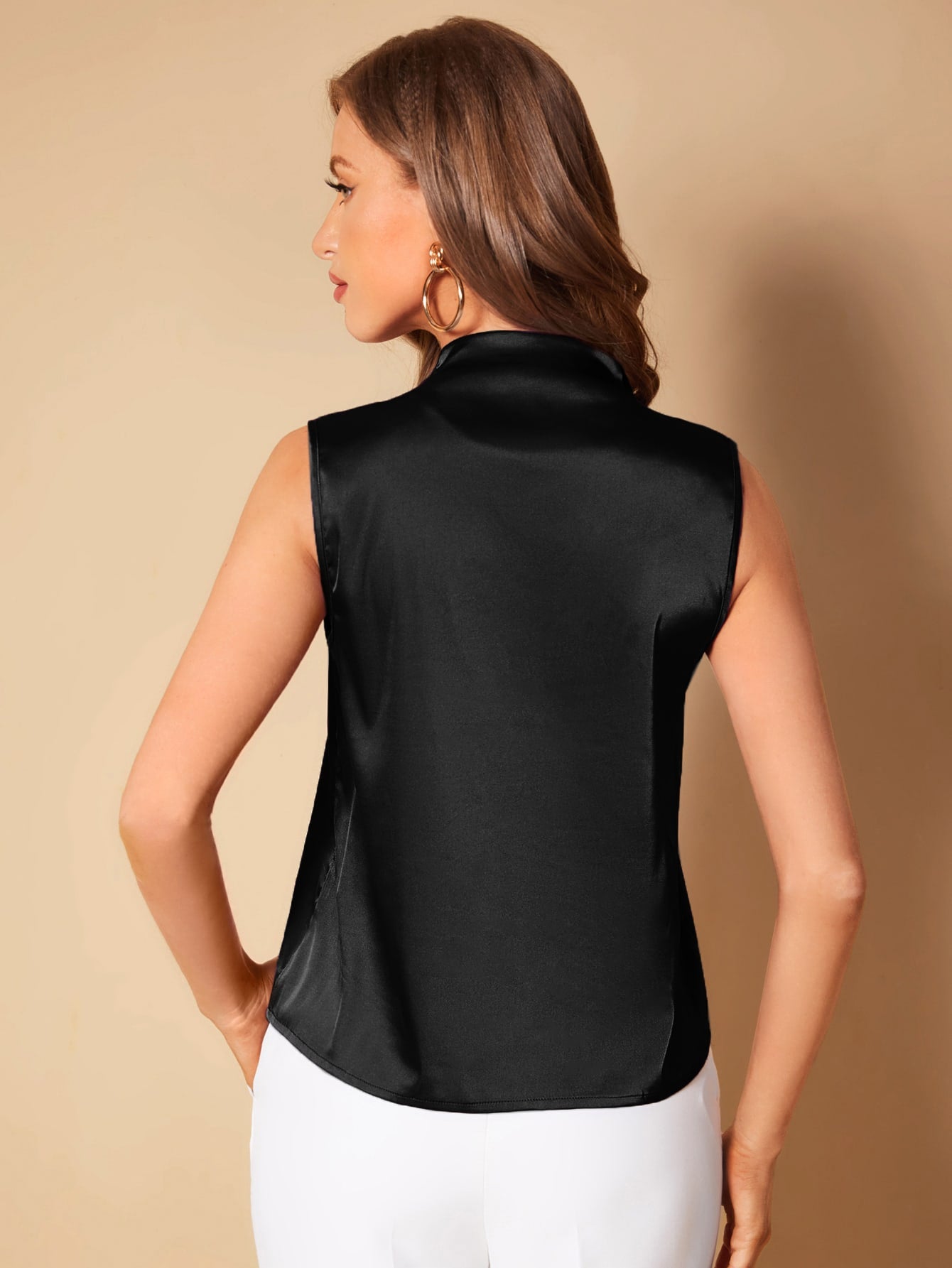 Blusa Feminina Cetim Regata Luxo Leandra preta