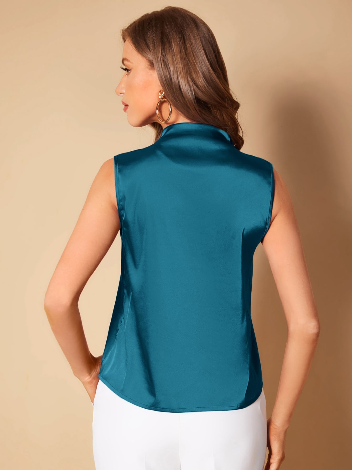 Blusa Feminina Cetim Regata Luxo Leandra azul