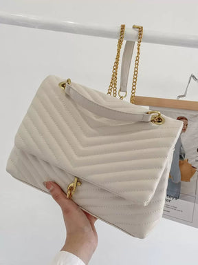 Bolsa de Ombro Quadrada Feminina Com Aba Chevron