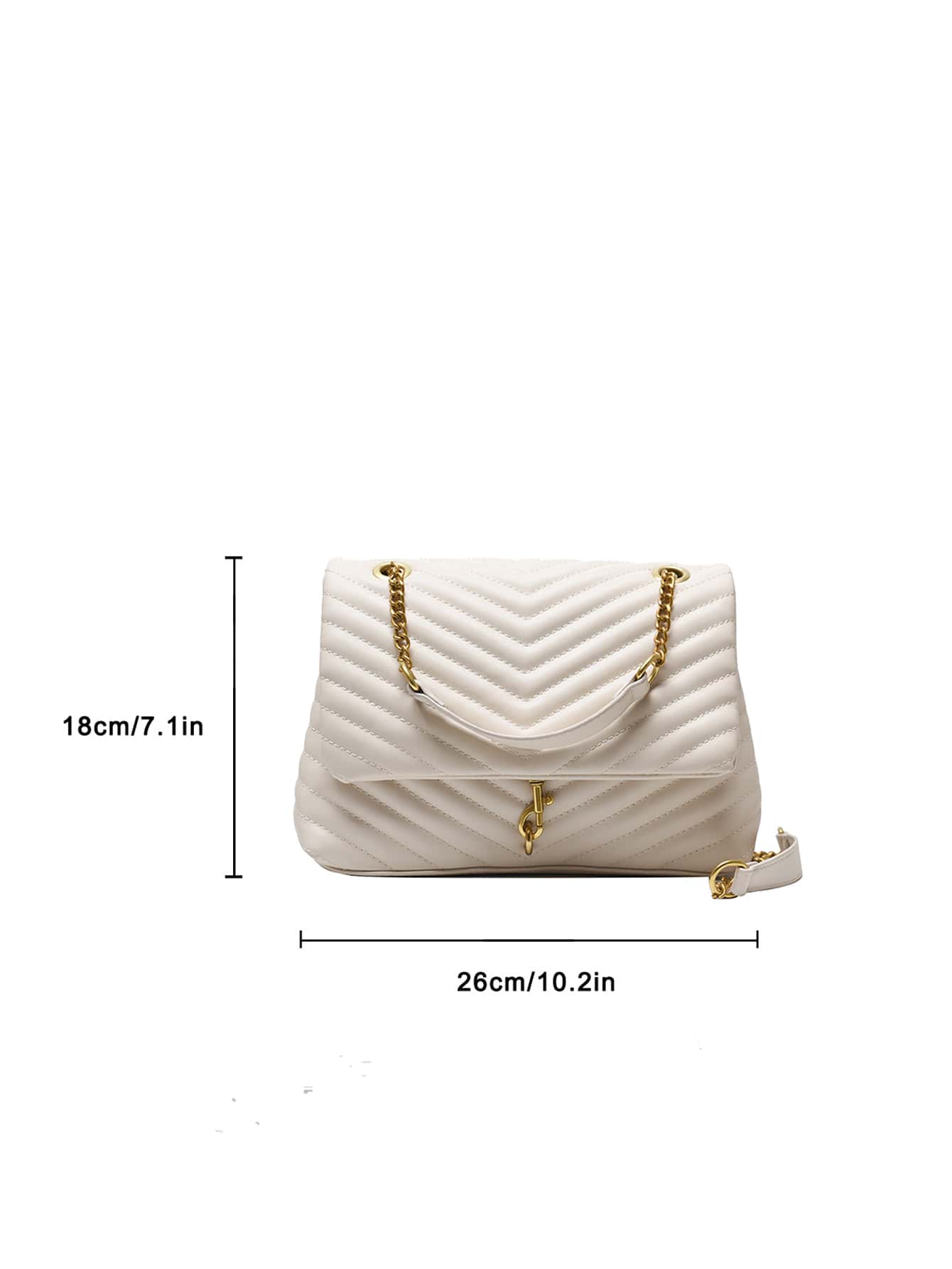 Bolsa de Ombro Quadrada Feminina Com Aba Chevron
