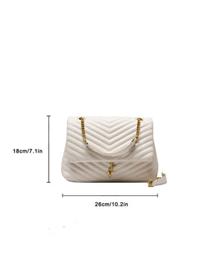 Bolsa de Ombro Quadrada Feminina Com Aba Chevron