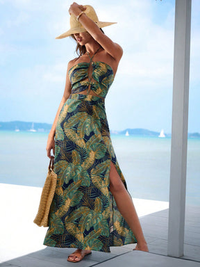 Vestido Maxi Boho Estampa Tropical