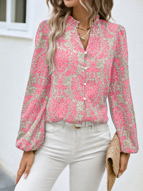 Camisa Boho Com Gola Estampa Caxemira