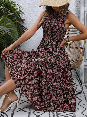 Vestido Feminino Longo Floral Sem Mangas