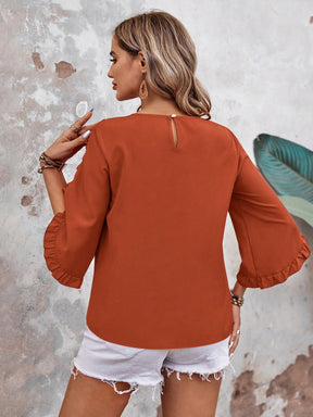 Blusa Casual Delicada com Mangas Plissadas