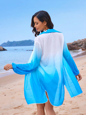 Camisão Quimono de Praia Estampado Degradê Verão