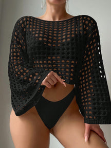 Blusa Flare de Cobertura de Crochê