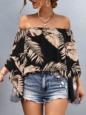 Blusa Ombro Caído Manga Peplum Boho