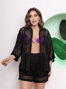 Conjunto Chemise e Shorts em Tela Estilo Praiano