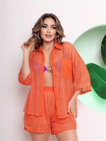 Conjunto Chemise e Shorts em Tela Estilo Praiano
