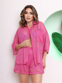 Conjunto Chemise e Shorts em Tela Estilo Praiano