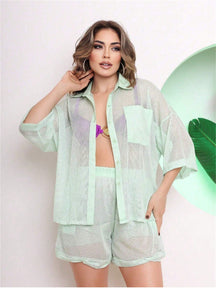 Conjunto Chemise e Shorts em Tela Estilo Praiano