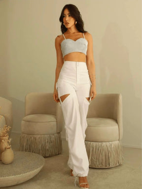 Calça Cargo Drapeada com Recortes – Estilo, Atitude e Conforto!