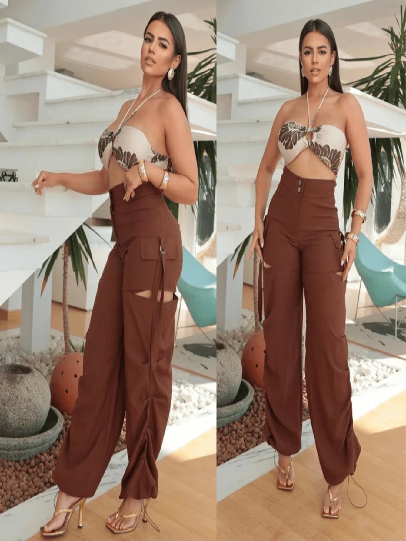 Calça Cargo Drapeada com Recortes – Estilo, Atitude e Conforto!