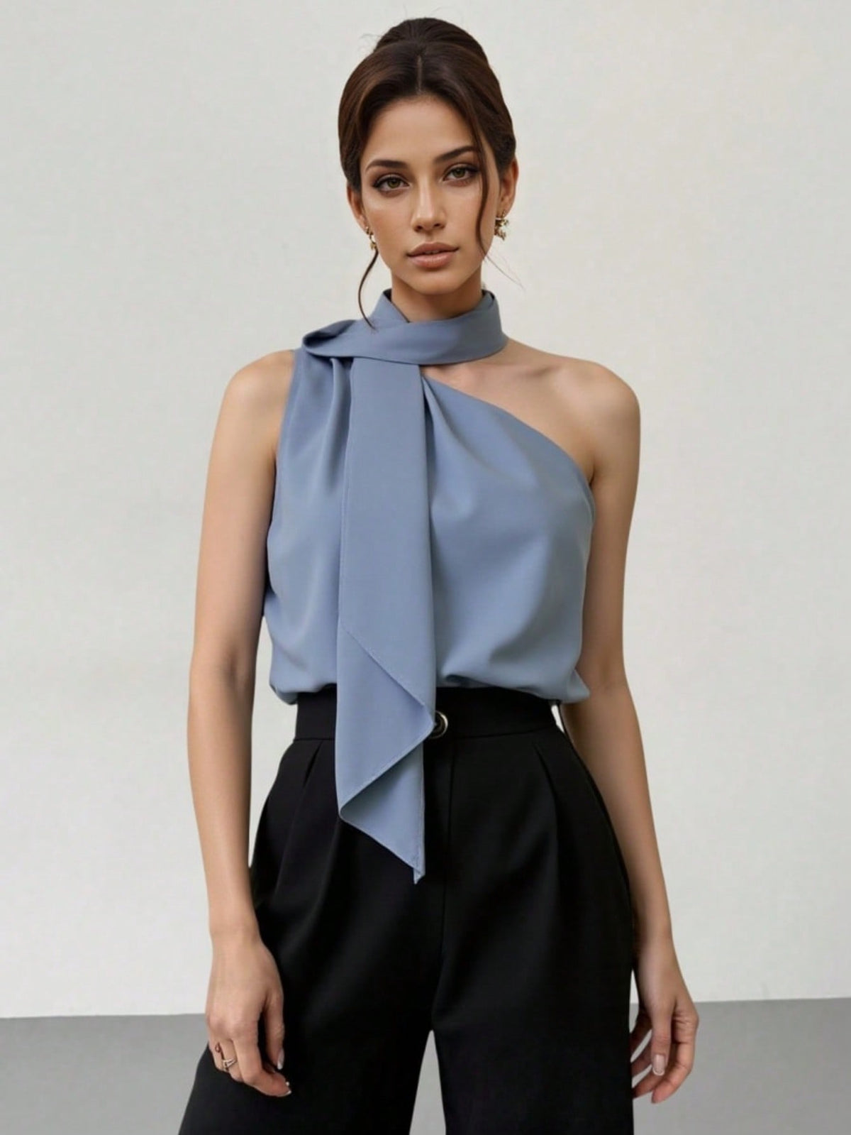 Blusa-Regata-Elegante-Feminina-de-Um-Ombro-Só