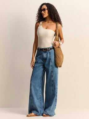 Body Feminino com Anel Assimétrico e Slim Fit