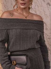 Conjunto Tricot Saia e Blusa Casual Boho Sensual