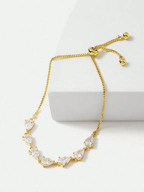 Pulseira Folheada a Ouro 18K com Gota de Zircônia