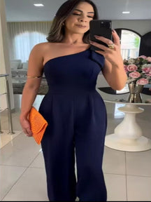 Macacão Longo Pantalona com Laço Ombro