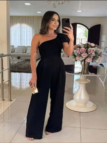Macacão Longo Pantalona com Laço Ombro