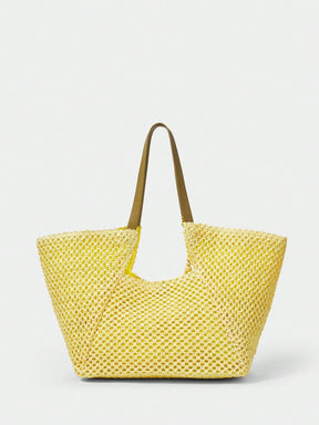 Bolsa Sacola de Palha de Estilo Boêmio de Grande Praiana