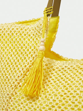 Bolsa Sacola de Palha de Estilo Boêmio de Grande Praiana