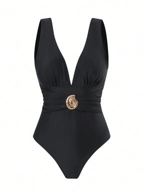 Conjunto 2 Peças: Maiô Preto + Saia Longa Estampado em Tule