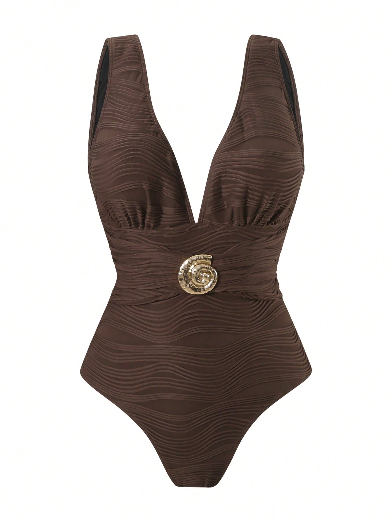 Conjunto 2 Peças: Maiô Marrom + Saia Longa Estampado em Tule