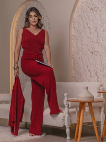 Conjunto Tricot Trio Casaquinho Regata e Calça Inverno
