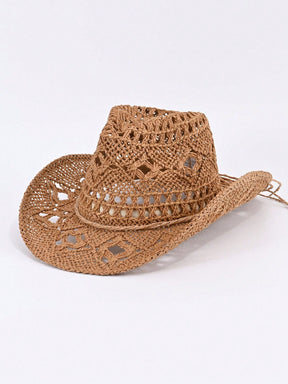Chapéu de Cowboy Unissex com Contas de Madeira e Conchas
