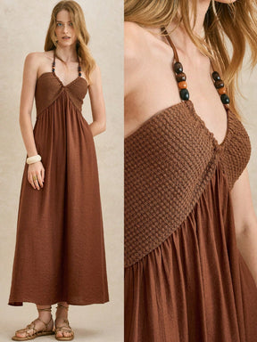 Vestido Corpete Tricotado Vintage com Contas