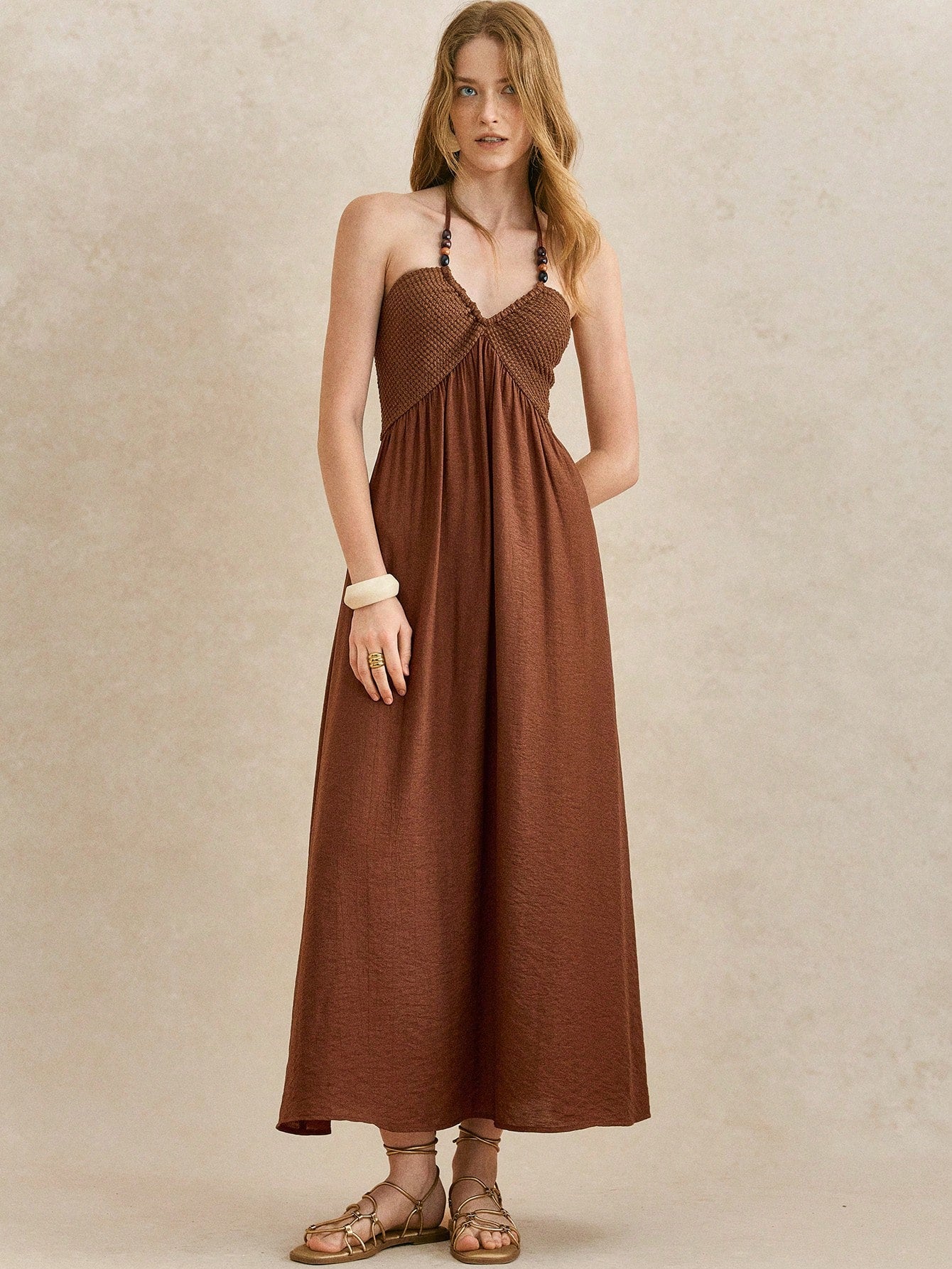 Vestido Corpete Tricotado Vintage com Contas
