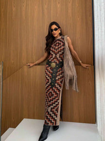 Vestido Longo em Tricô Boho Chic