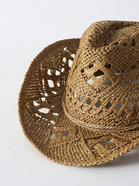 Chapéu de Cowboy Unissex com Contas de Madeira e Conchas