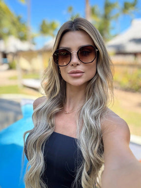 Óculos de Sol Feminino Vintage Octogonal – Proteção UV400