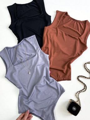 Kit 3 Bodys Feminino Bory Collant Decote Quadrado